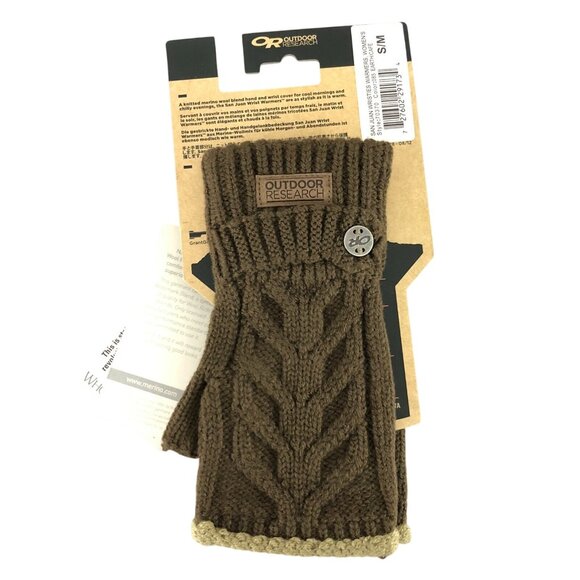 Outdoor Research San Juan Wrist Warmers Wool Blend Cable Knit Brown S/M - Picture 2 of 6